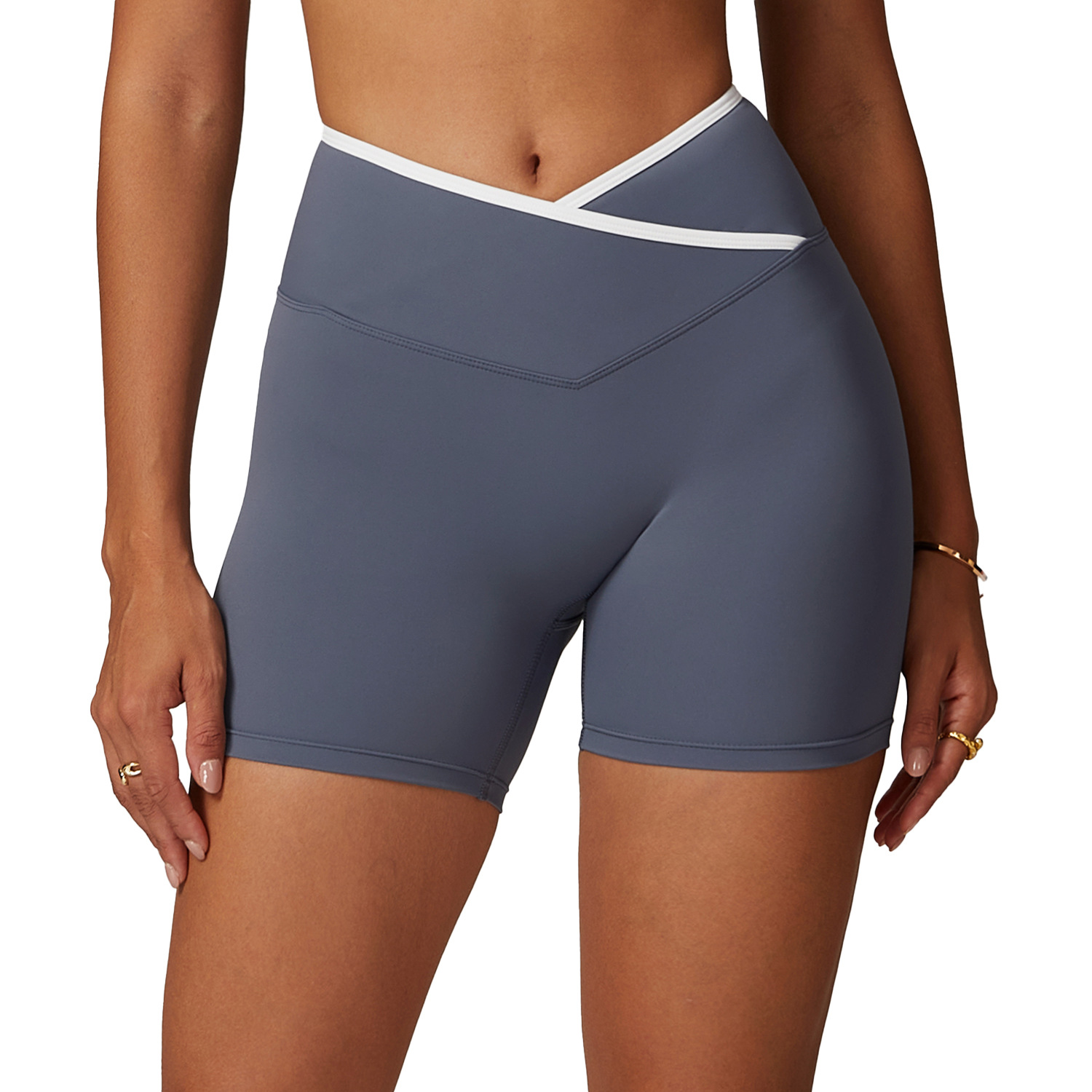 Cross High Waist Yoga Shorts Skinny Nude Peach Lift Hip Sports Shorts Women Outer Fitness Pants