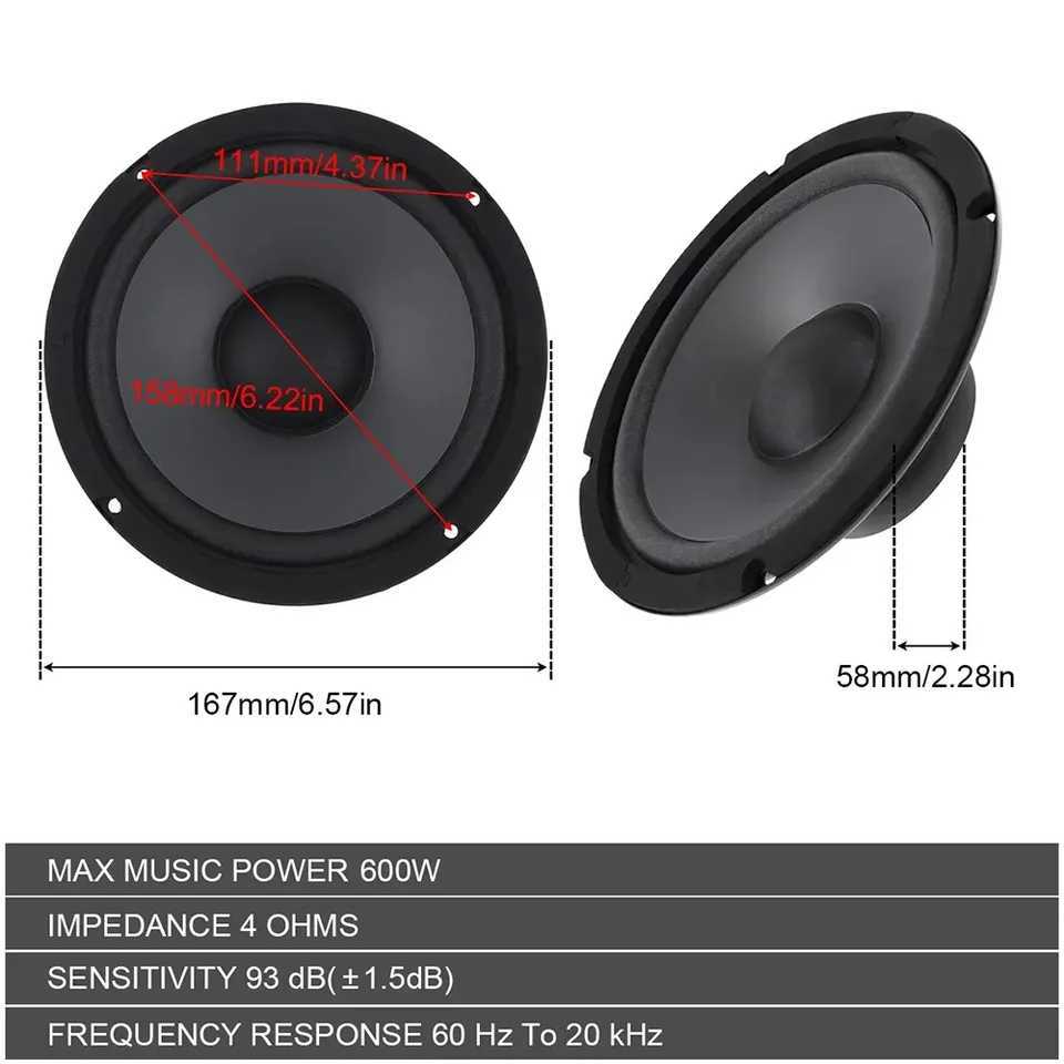 Car Audio 4/5/6.5 Inch Car Speakers 2-Way Vehicle Door Audio Music Stereo Subwoofer Full Range Frequency Automotive Coaxial Speakers 1pcs H250118