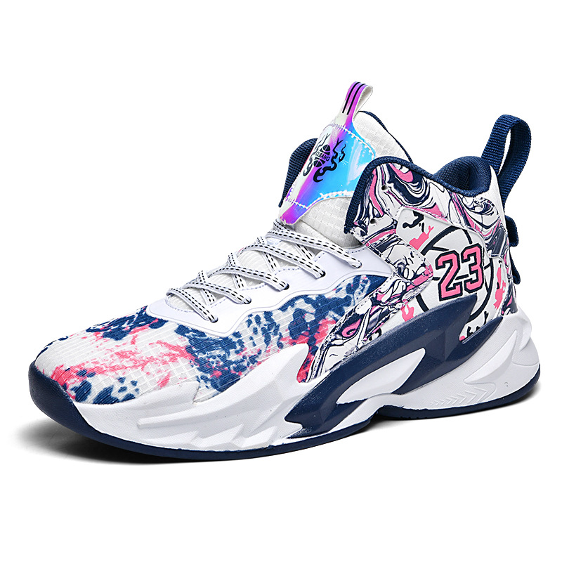 Cross-border high top basketball shoes net men's children's primary and secondary school raw rubber sole hot trend cement sneakers