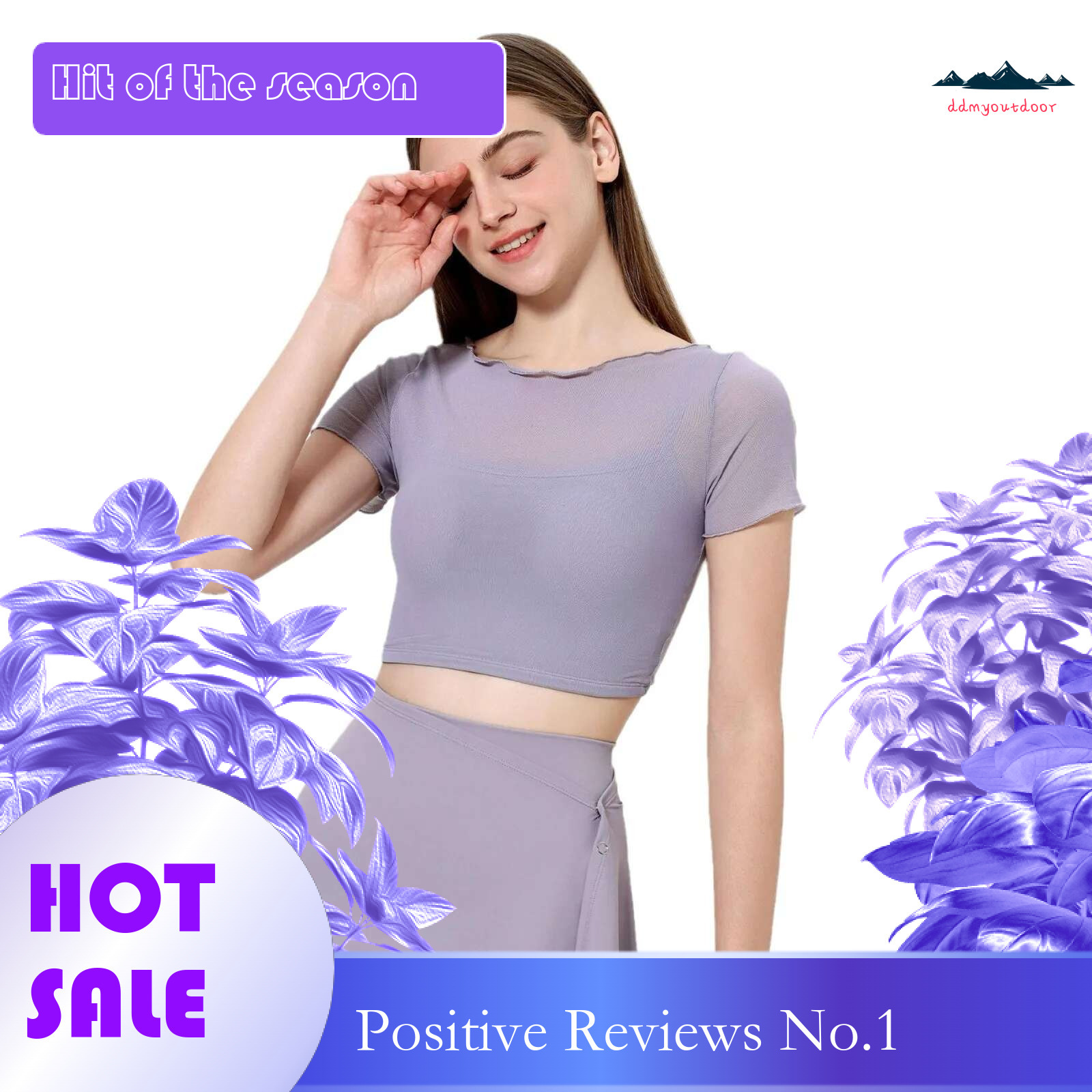 Ddmyoutdoor China Domestic Mermaid Curve Fake Two Piece Mesh Sports T Shirt Women S Short Sleeved Yoga Clothes With Chest Mat Quick Dry Slim Top