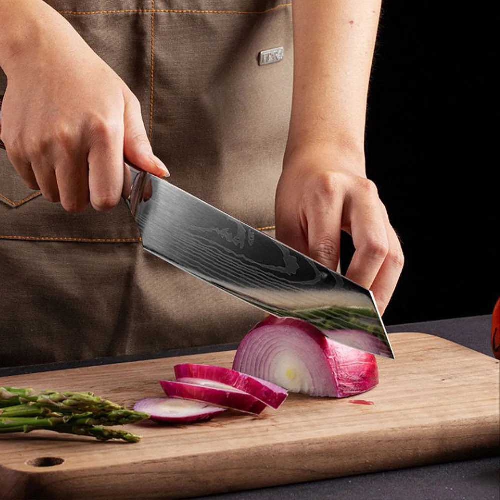 Sharp Kitchen Knives Cleaver Meat Fish Fruit Bread Knife Butcher Boning Japanese Knife Chef Cooking Cleaver Laser Damascus KnifeXJ250117