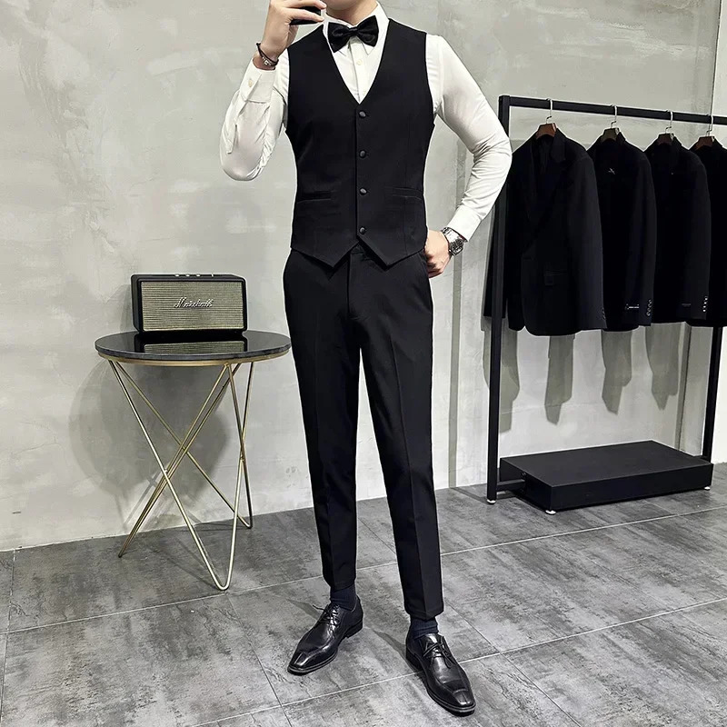 Mens Wedding Solid Color Suit Vest Groom Groomsman Black SingleBreasted Slim Fit Waistcoat Business Casual M7XL 250114