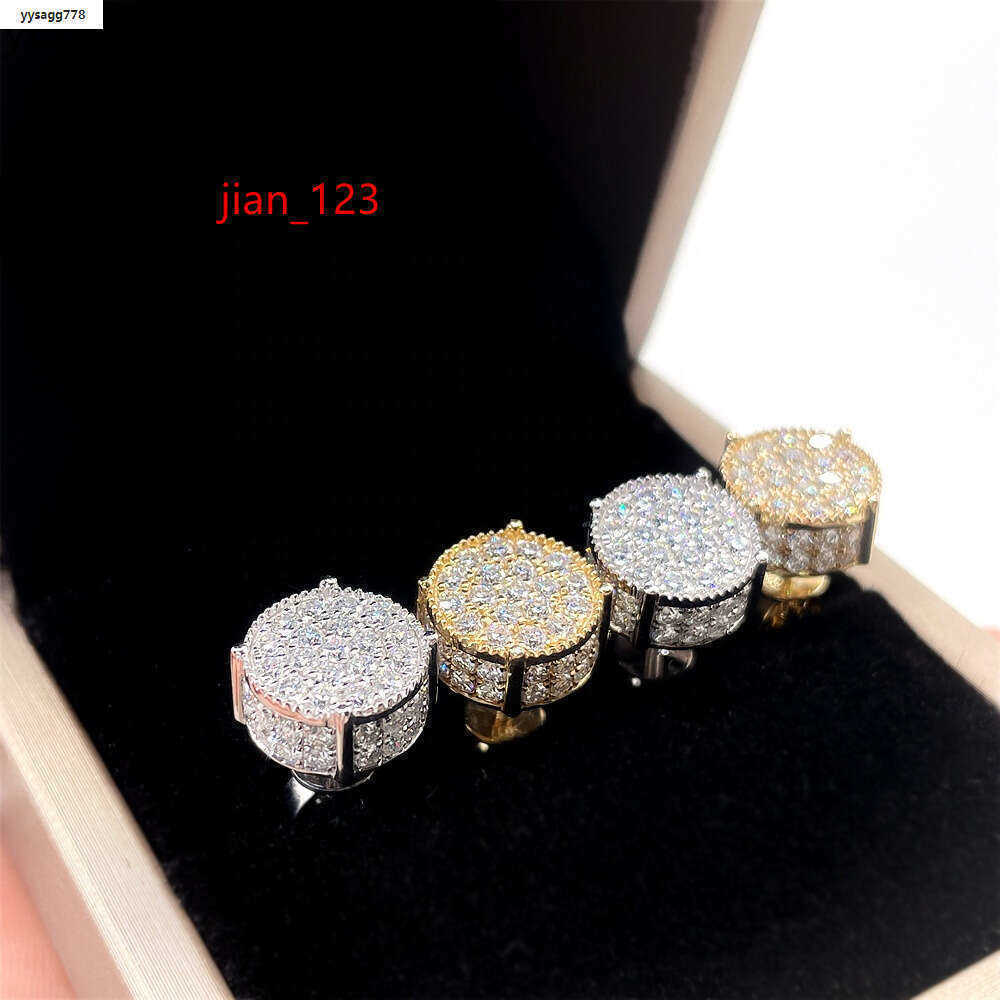 Ready To Ship 10K Gold VVS Moissanite Diamond Hip Hop Earrings Studs Men