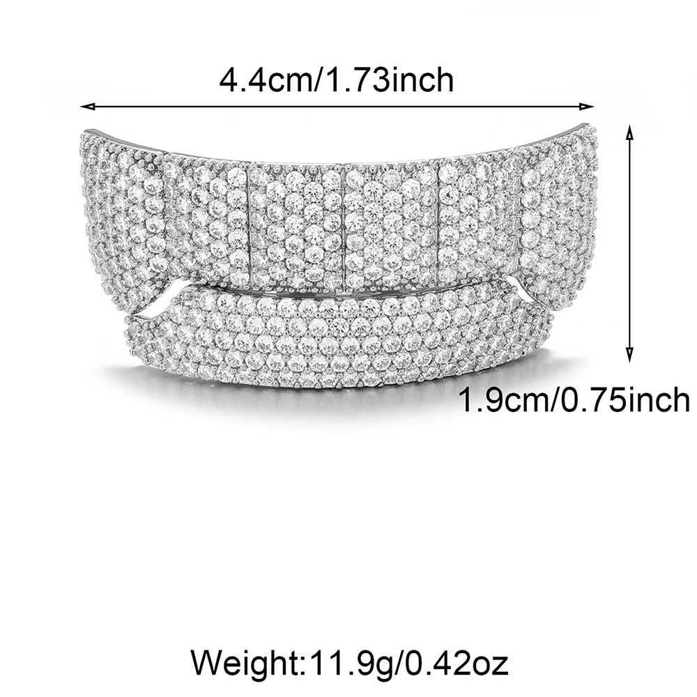 Geometric Heavy CZ Teeth Grillz Caps Cubic Zircon Iced Out Micro Pave Top Bottom Charm Grills For Men Women Hip Hop JewelryXJ250114