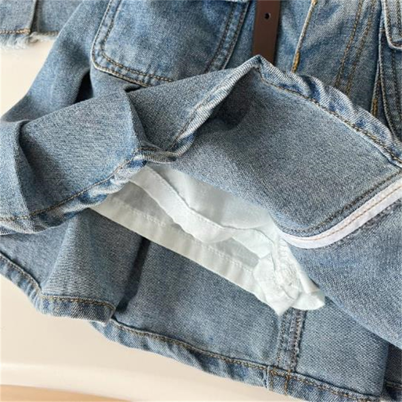 2 Piece Skirt Set Girls Denim Vest and Skirt Set Sleeveless Top and Skirt Outfit for Kids - Lightweight for Daily Use y250607S5AM