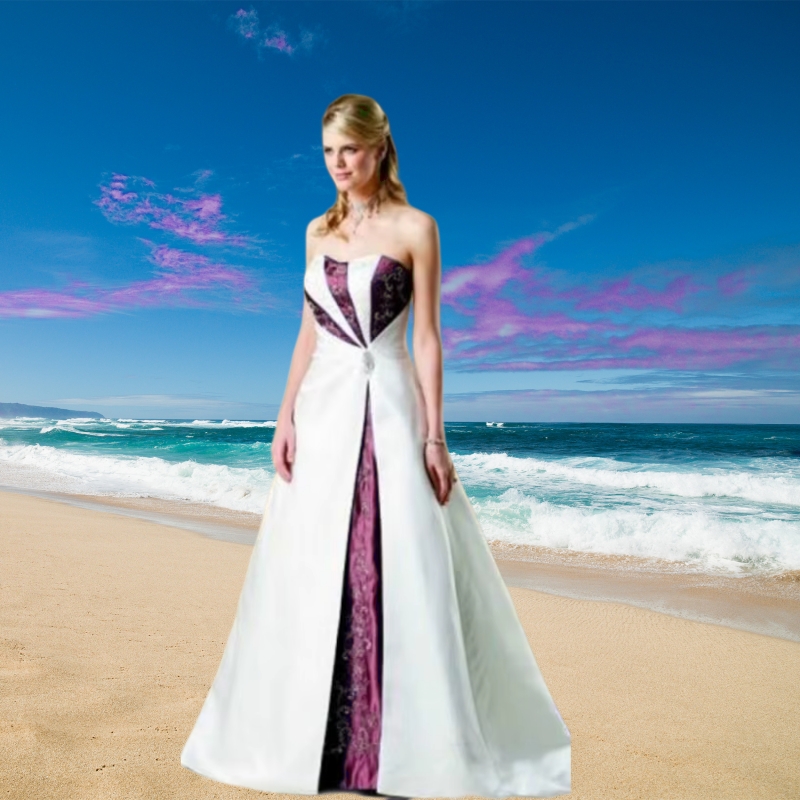 Vintage Burgundy And White Embroidery Wedding Dresses Contrast Color Satin A-Line Beach Bridal Gowns Court Train Lace-Up Corset Vestido De Novia 2025