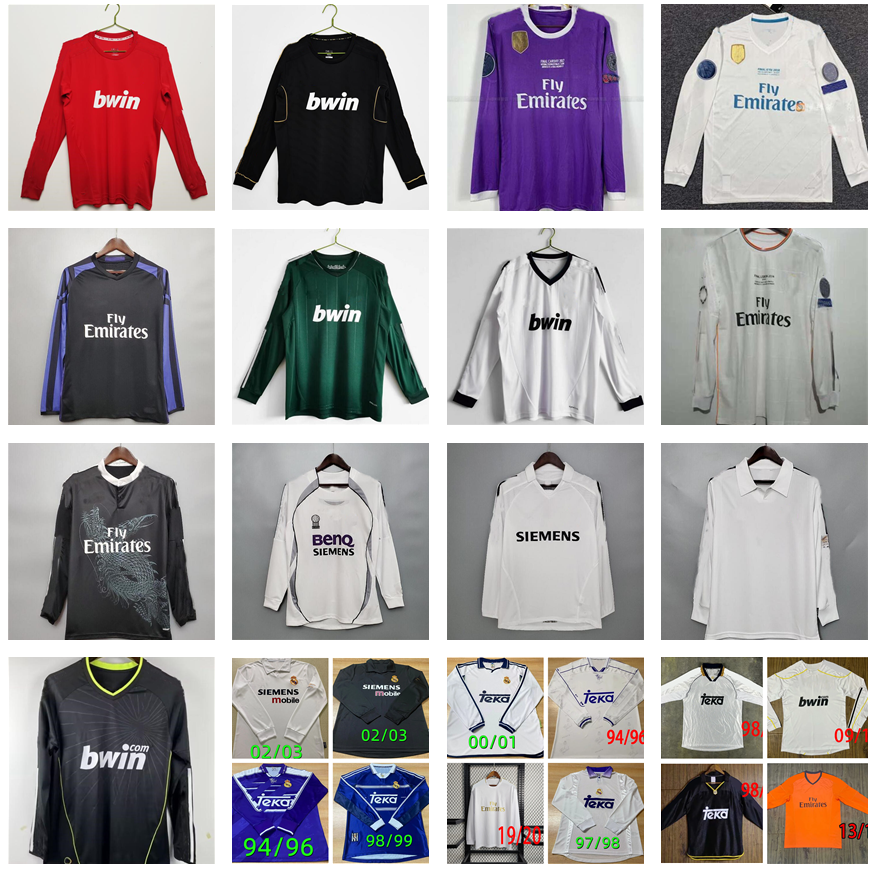 Real Retro Madrids Soccer Jersey long sleeve Football shirts GUTI Ramos SEEDORF CARLOS 10 11 12 13 14 15 16 17 RONALDO ZIDANE RAUL 00 01 02 03 04 05 06 07 finals KAKA BENZEMA