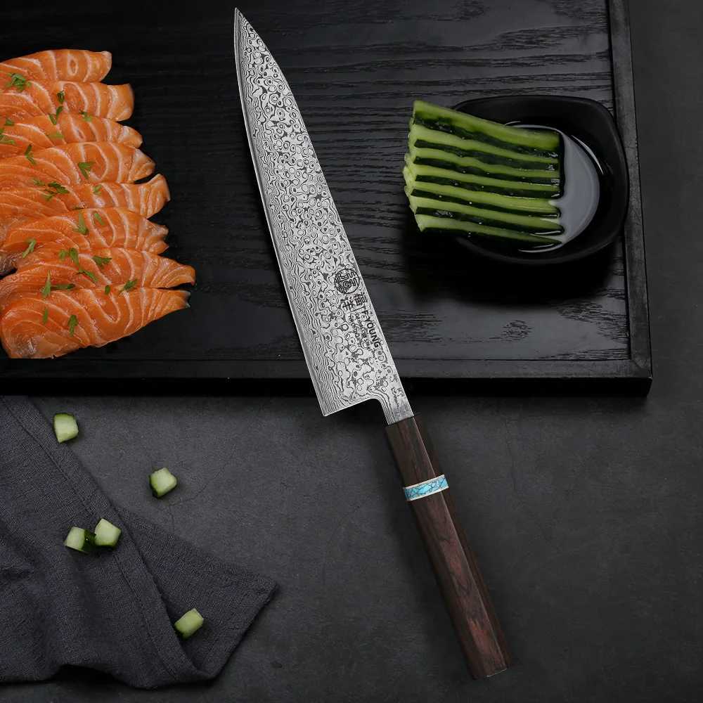 F.YOUNG 8.2 Handmade Chef Knife Damascus Steel Sharp Meat Vegetable Cleaver Gyuto Knife Japanese Hand Forged Kitchen KnivesXJ250117