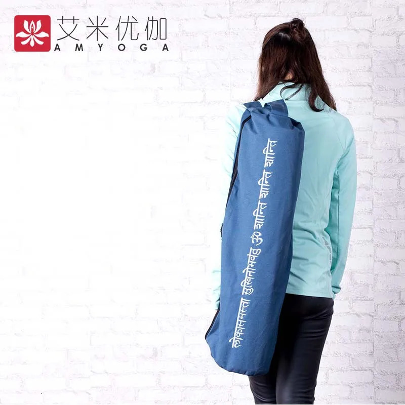 durable canvas cotton yoga mat bag with large zipper opening easy loading 250114
