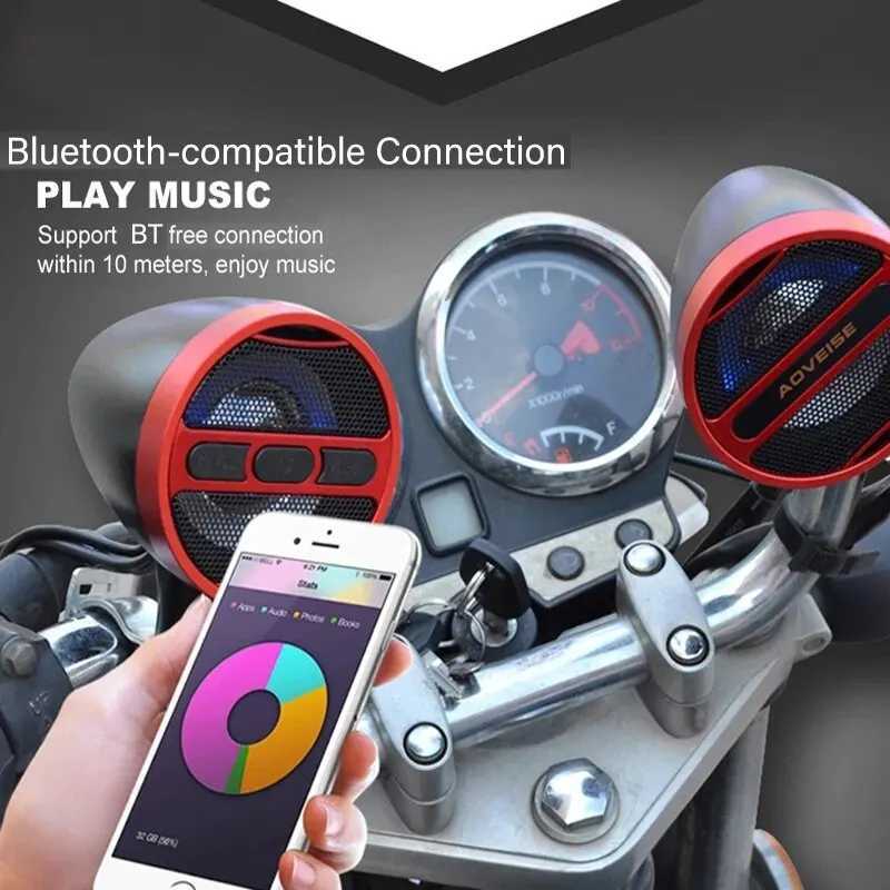 Car Audio Motorcycle Bluetooth-Compatible Speaker Waterproof 12V MP3 Music Player FM Radio USB Stereo For 7/8-1.25 Handlebar MT473/MT487 H250118