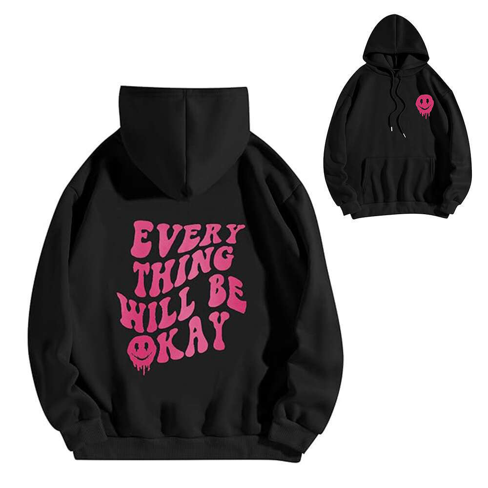 SOLY HUX Women's Sportswear Pattern Casual Long Sleeve Loose Hoodie Top with Kangaroo Pocket
