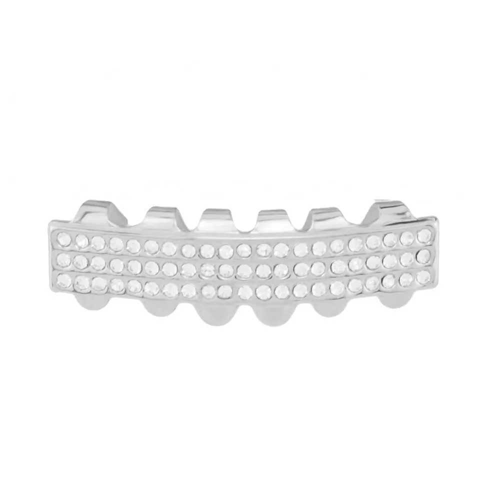 Hip Hop Paved CZ Teeth Grillz Top Bootom Set Men Gold Silver Color Zircon Teeth Grillz Dental Cosplay Party Jewelry GiftXJ250114