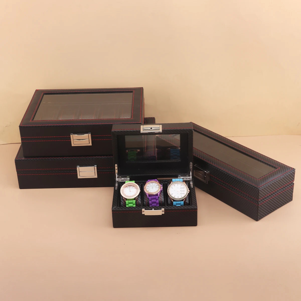 3/6/10/12 Grids Carbon Fiber Watch Boxes Watch Organizers Top Quality Boxes for Men Women Watches Jewelry Display 250117