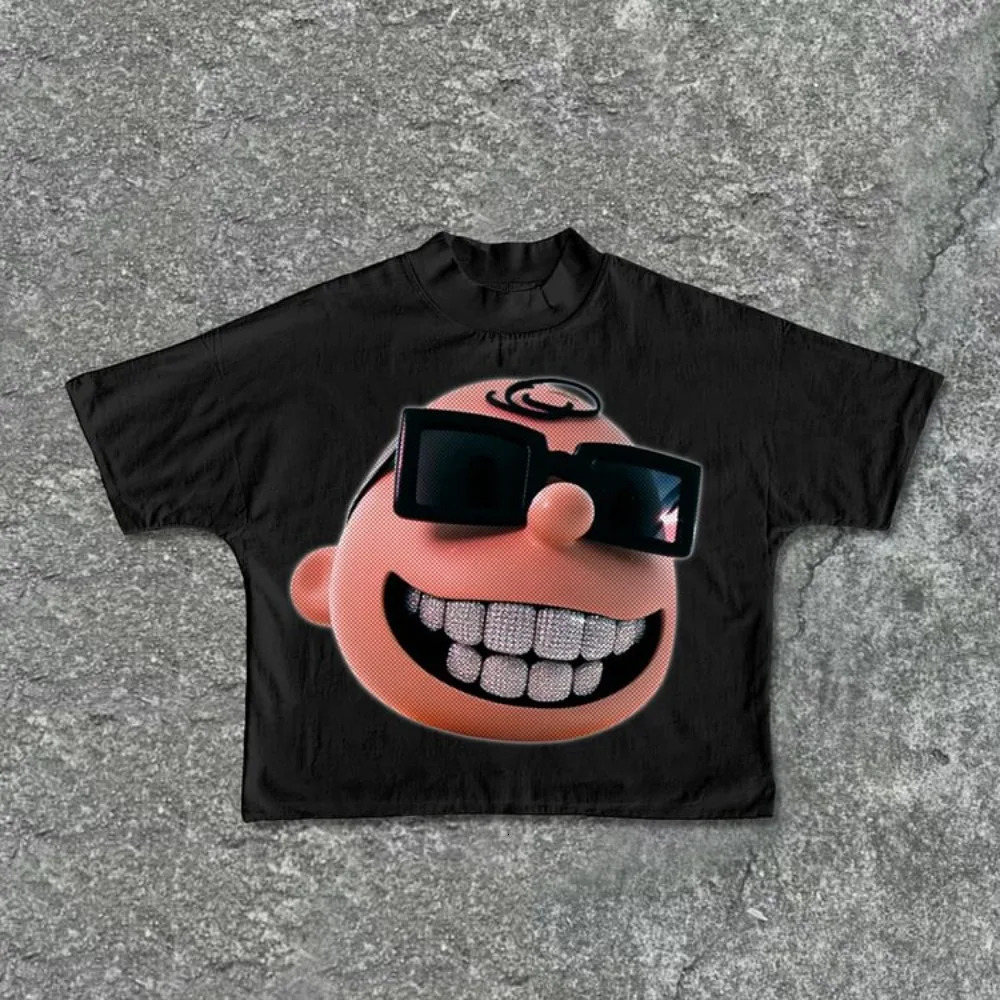 Unisex Clown Graphic 100% Cotton Cropped T-Shirts Men Y2K Summer Short Sleeves Vintage Oversize Tshirt Streetwear Women Tops 250117