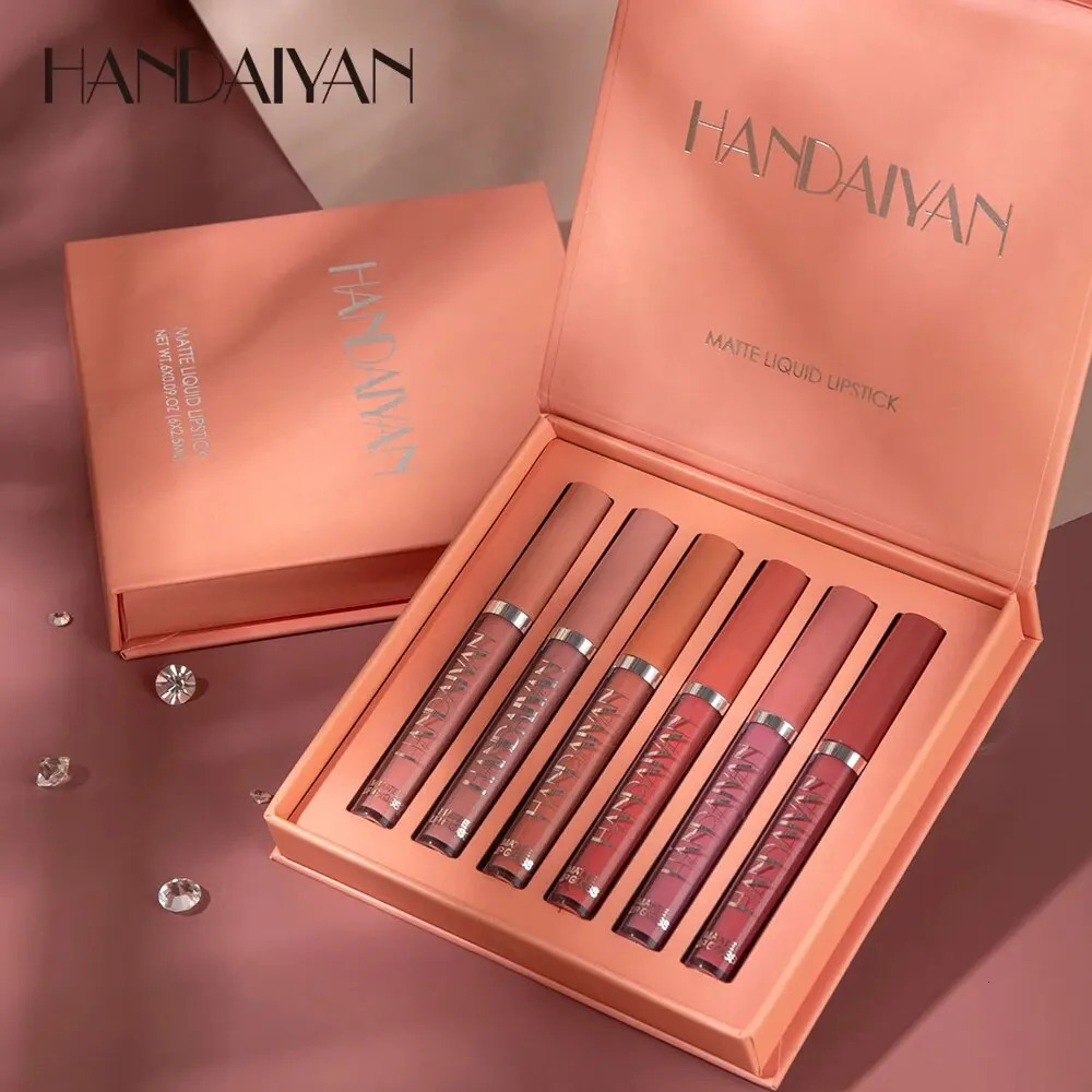 6Pcs Matte Liquid Lipstick Makeup Set Matte Liquid Long-Lasting Wear Non-Stick Cup Not Fade Waterproof Lip Gloss 250108