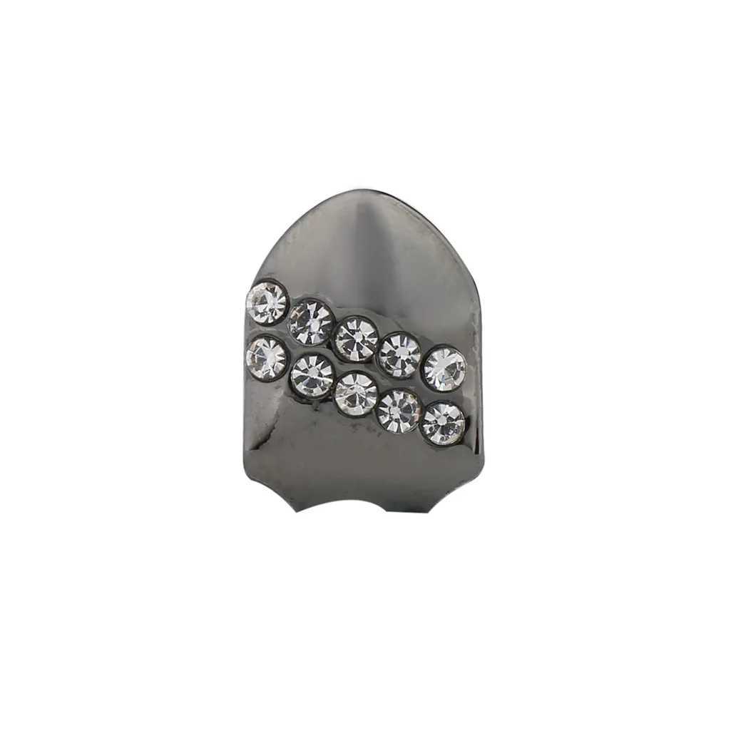 1pc Hip Hop Iced Out Teeth Grillz Gold Plated Dental Grills Rock Tooth Grillz Caps Crystal Teeth Caps Halloween Vampire ToothXJ250114