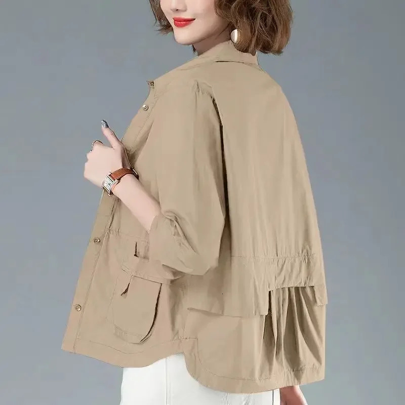 Thin Loose-Fit Short Jacket Womens 2024 Early Spring Summer Casual Cardigan Petiteshirt Windbreaker Top For Mothers 250113
