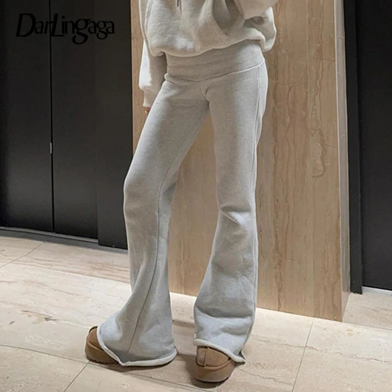 Darlingaga Casual Solid Low Waist Autumn Sweatpants Rolled Korean Fashion Skinny Flared Trousers Cuffs Harajuku Boot Cut Pants 250113