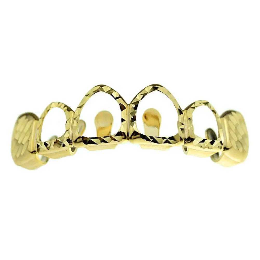 Hip Hop Top Bottom Full Hollow Teeth Grillz Classic Tooth Caps For Women Men Rapper Body JewelryXJ250114