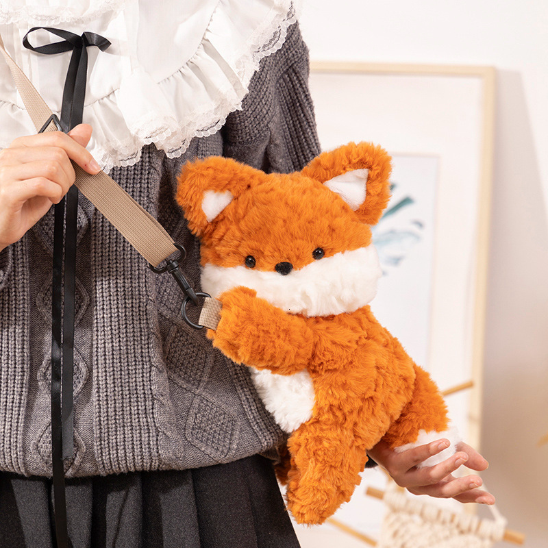 Cute and silly little fox plush toy for girls, backpack, mobile phone bag, coin purse, children's puppet doll swissmilitary