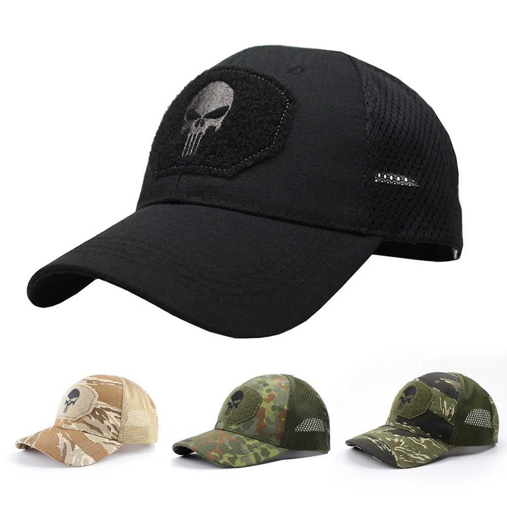 Camouflage Army Green Skull Baseball s Outdoor Adventure Basketball Football Adjustab Summer Sun Hats Men Women CamXJ250116