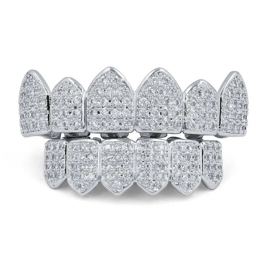 All Full CZ Bling Iced Out Teeth Grillz Hip Hop Top Bottom Grills Dental Mouth Punk Teeth Caps Cosplay Party TG133XJ250114