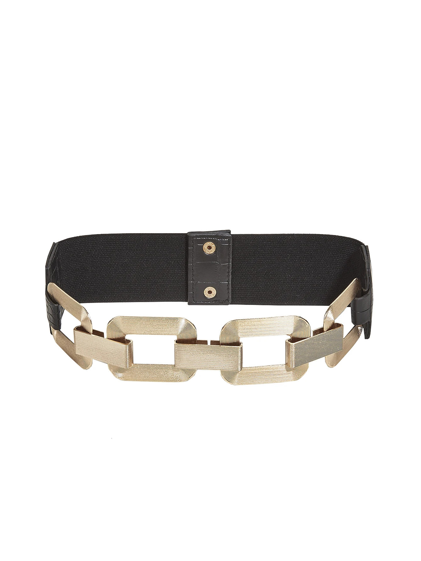 Ladiess Gold Square Metal Elastic Chain Buckle Link Girdle Casual Vintage Waistband waist Decorate Belt For Women On Coat Dress 250114