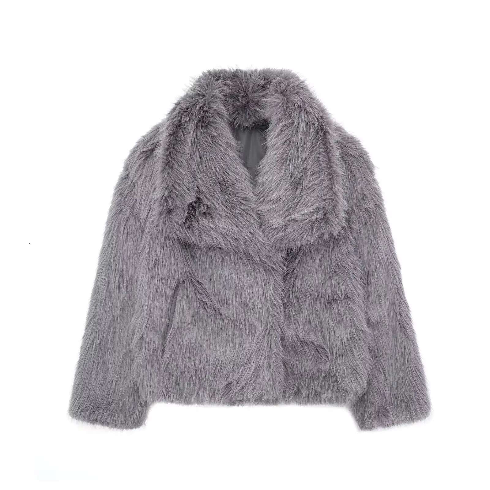Fluffy Faux Fur Jacket Coat Women Oversize Long Sleeve Lapel Plush Overcoat 2024 Winter Chic Lady Thicken Warm Outwear