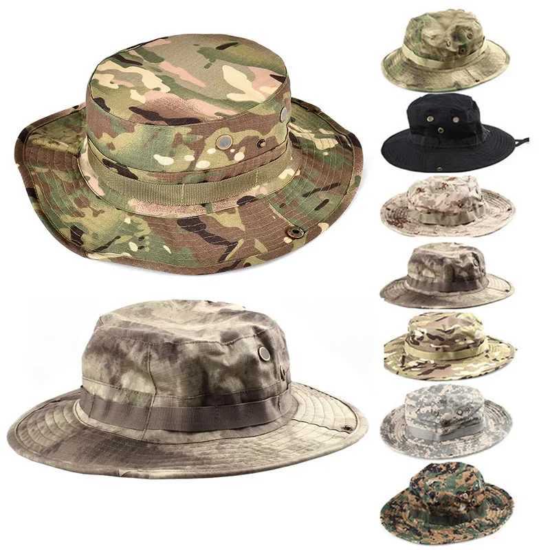 US Army Tactical Boonie Hat Military Men Camo Paintball Airsoft Sniper Bucket s Hunting Fishing Outdoor Sun HatsXJ250116