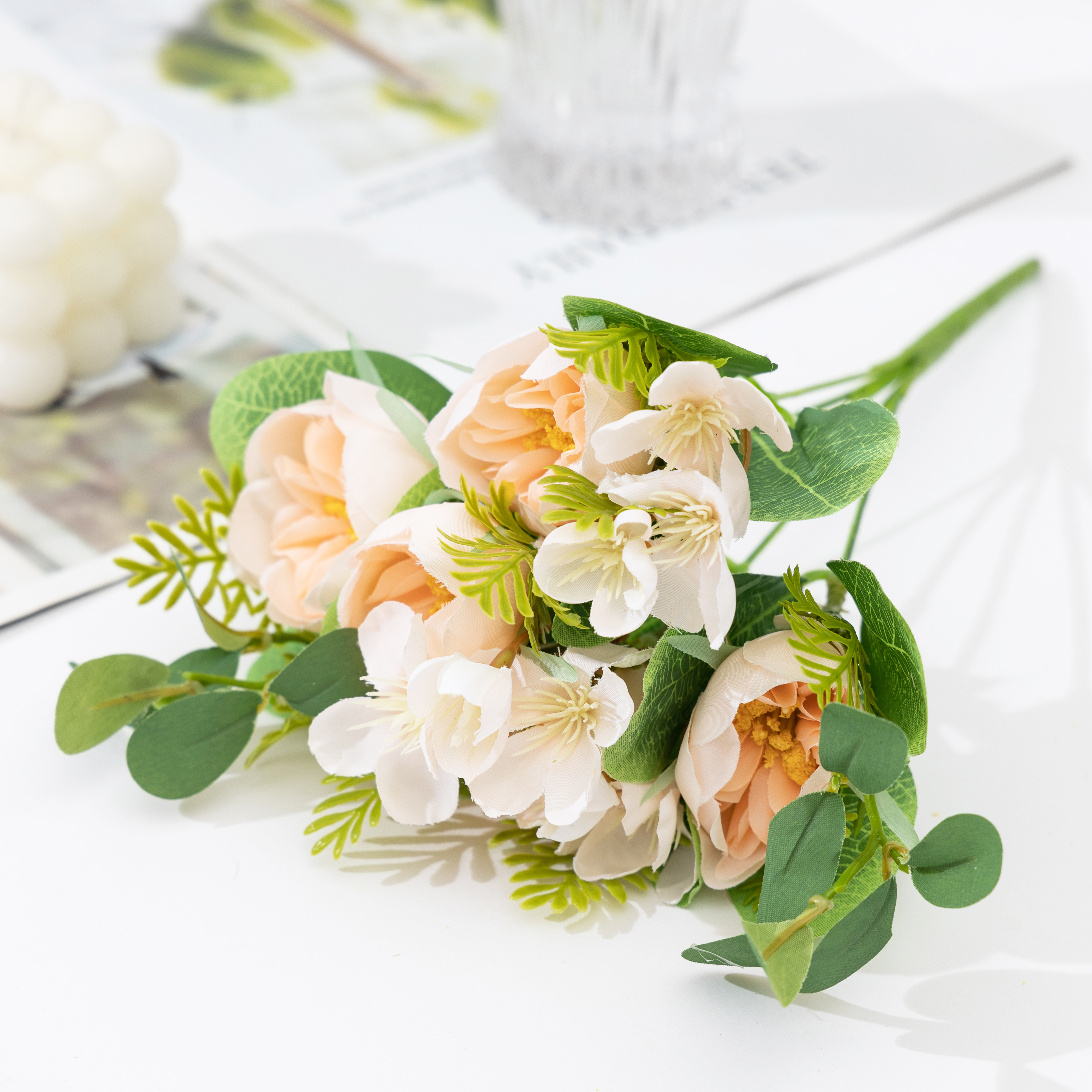 Premium sense of tea Rose cross-border sources wedding hand bouquet material decorative silk flowers bridal fake flowers simulation flower arrangement