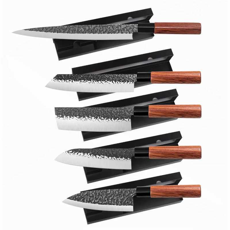 Japanese Knife Set Hand Forged Chef Knife Salmon Sushi Fish Filleting Knife Wood Handle Kitchen Knive Set Carbon Steel Knife SetXJ250117
