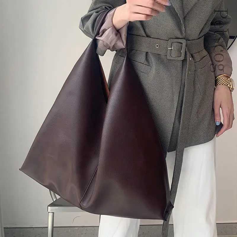 soft leather handbag for women brown large capacity handbag for shopping womens casual shoulder bag T250118