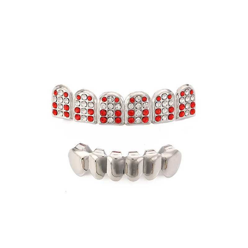 Iced Out Pink Cubic Zirconia Teeth Grillz For Men Micro Pave Top Bottom Teeth Grillz Caps Bling Dental Grills Jewelry HiphopXJ250114