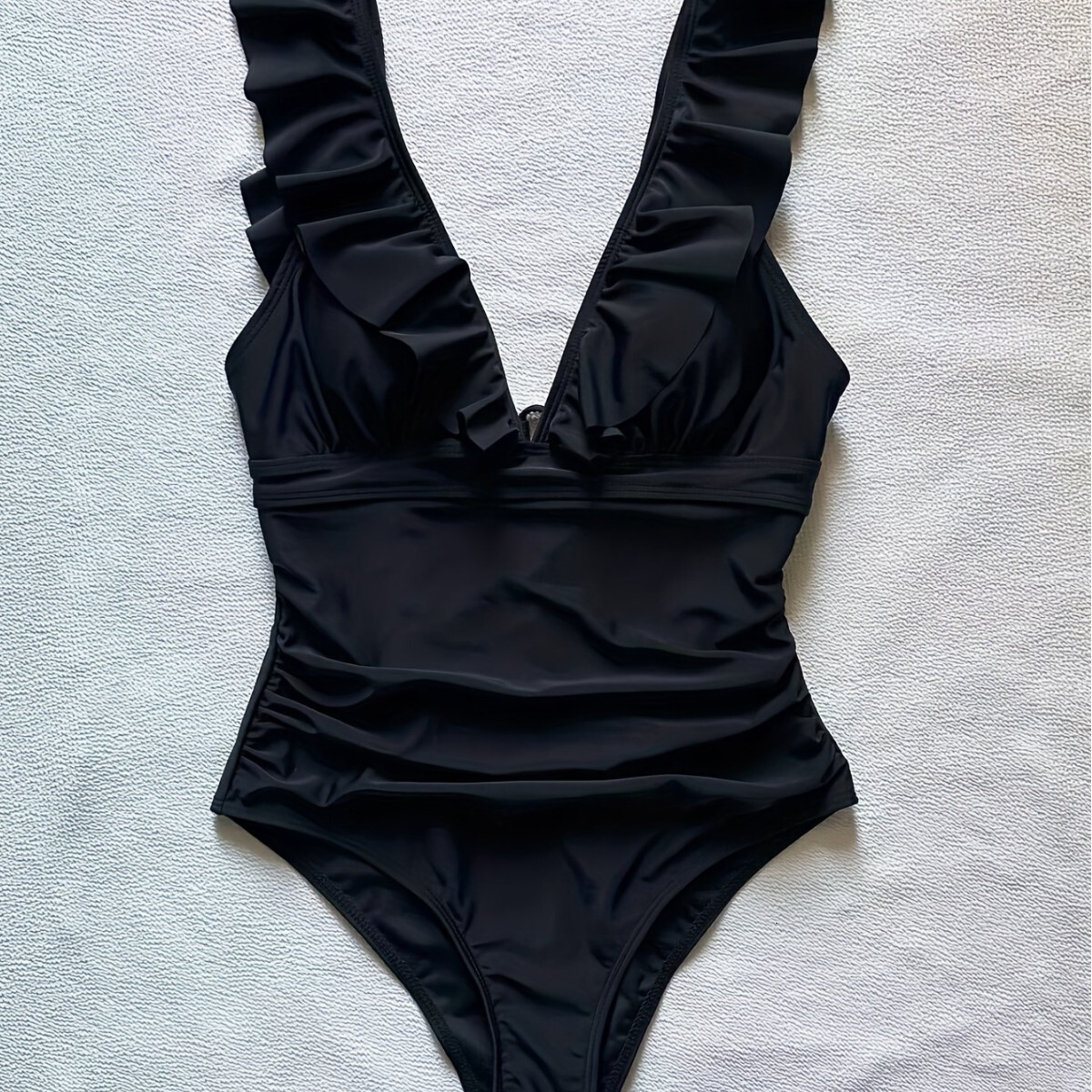 Women's one-piece V-neck ruffled lace up swimsuit, swimsuit