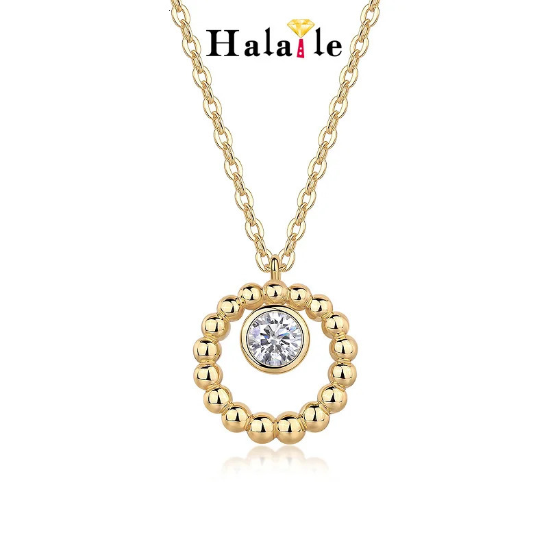 Halaile D Color S925 Sterling Silver Beaded Circle Pendant Necklace with GRA Neckchain Fine Jewelry Women Trendy Gift 250109