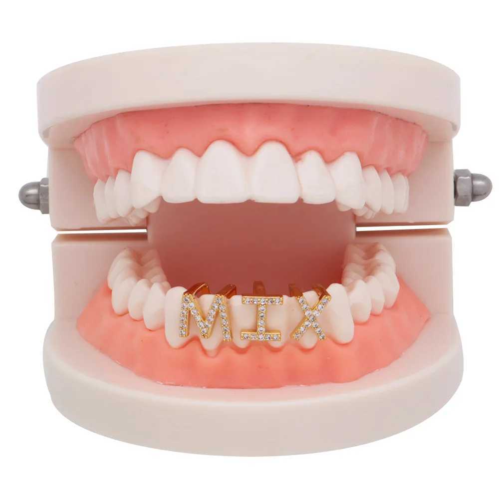 New Hip Hop Teeth Grillz Set Unisex Top Bottom Mouth Gold Silver Color Teeth Grills Tooth Caps Fashion Jewelry TG040XJ250114