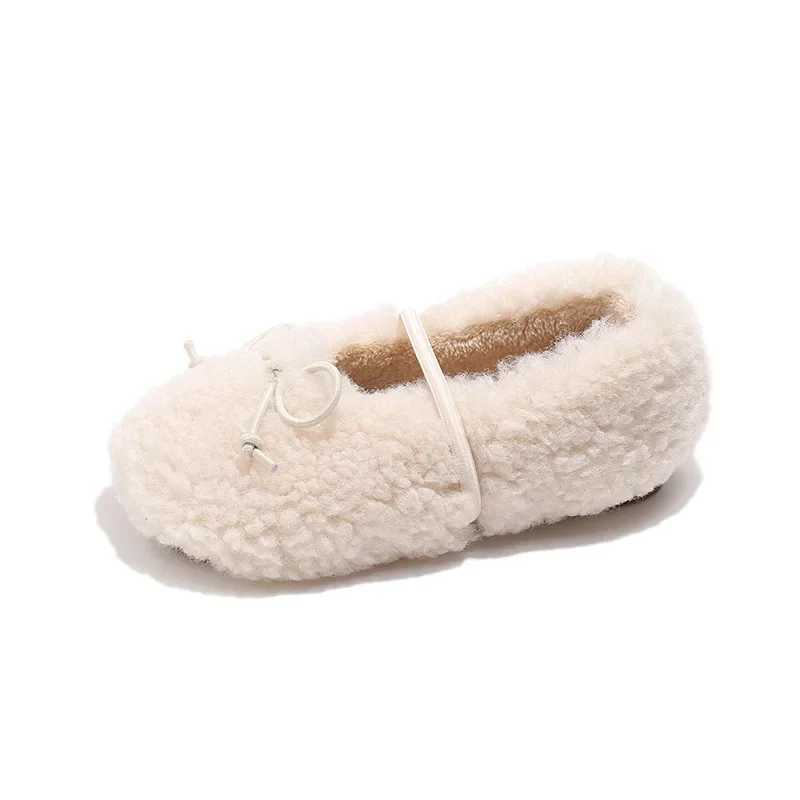 2024 Children Plush Shoes for Girls Winter New Fashion Korean Sle Soft Bottom Anti-slippery Versatile Chic Keep Warm ShoesXJ250118