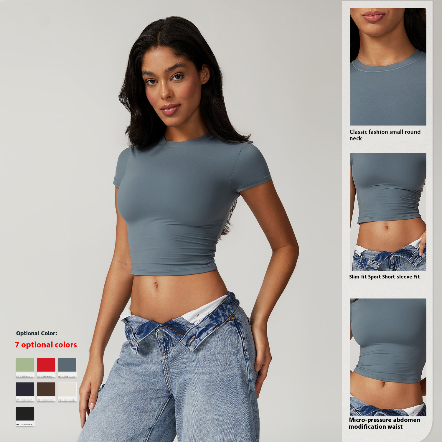 Casual versatile tight fast-drying fitness tops yoga clothing running Pilates sports T-shirt short-sleeved