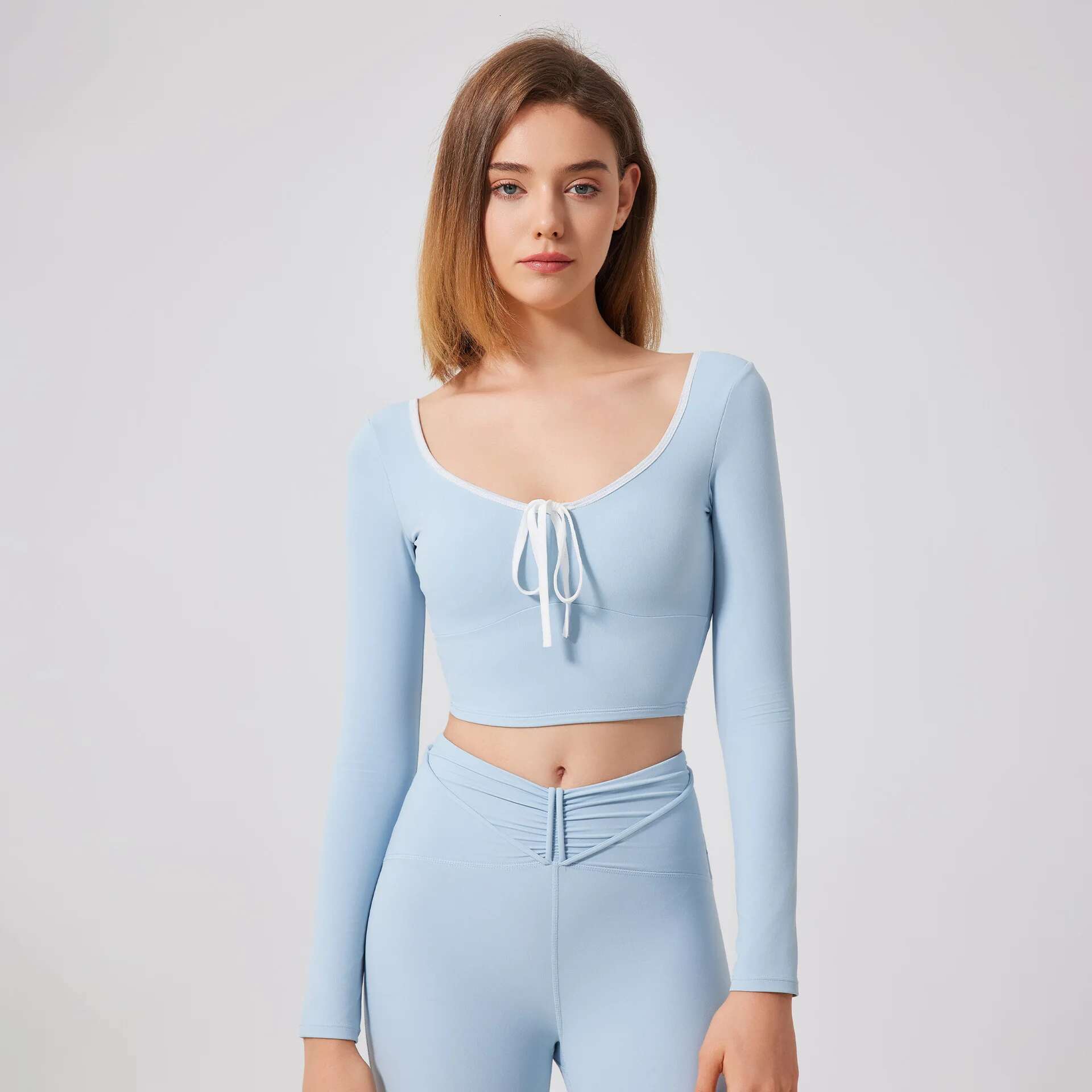 Ddmyoutdoor China Domestic Mermaid Curve Mesh Yoga With Chest Pad Women S Sexy Running Sports T Shirt Long Sleeve Quick Drying Fiess Suit Outer Wear