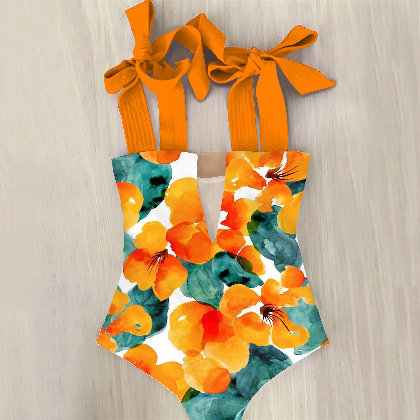 2024 Sexy One Piece Swimsuit Shoulder Strappy Swimsuit Print Floral Swimwear Women Backless Bathing Suit Beach Wear Monokini 250113