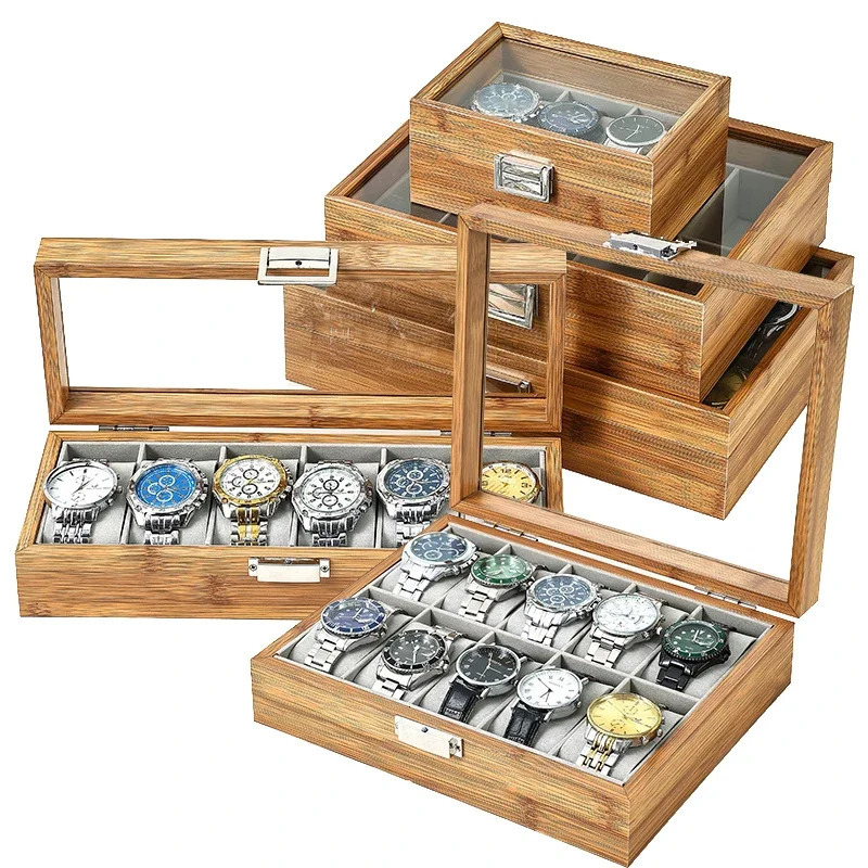 3 6 10 12 Slots Bammboo Wooden Watch Collection Box Case Wrist Watch Storage Case for Women Men Chinese style Watch Storage 250117