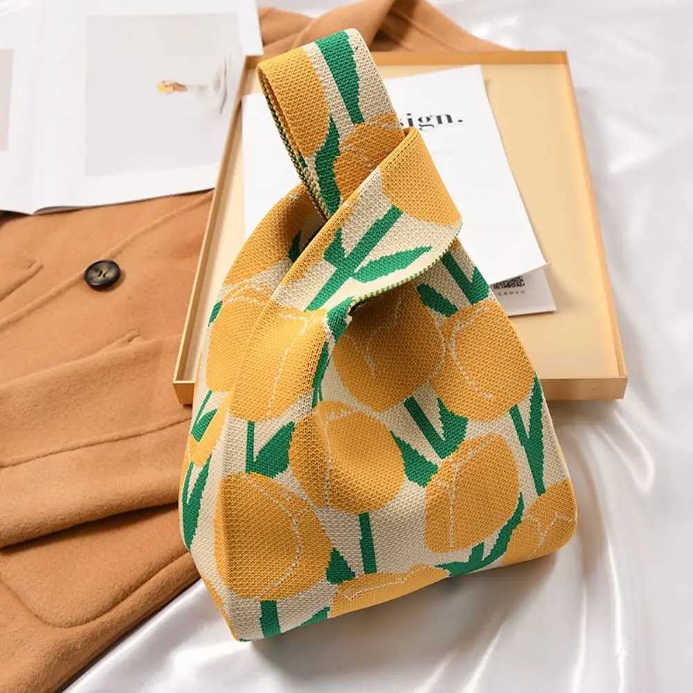 Niche Design Shoulder Bag Women Girls Knot Wrist Bag Handmade Knit Handbag Tote Bag T250118