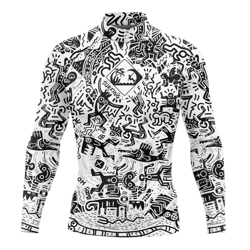 Summer Rash Guards Mens Surfing Long Sleeve Shirts Performance Uv Protection Beach Clothing Diving Surf Swim Upf 50 Apparel 250108