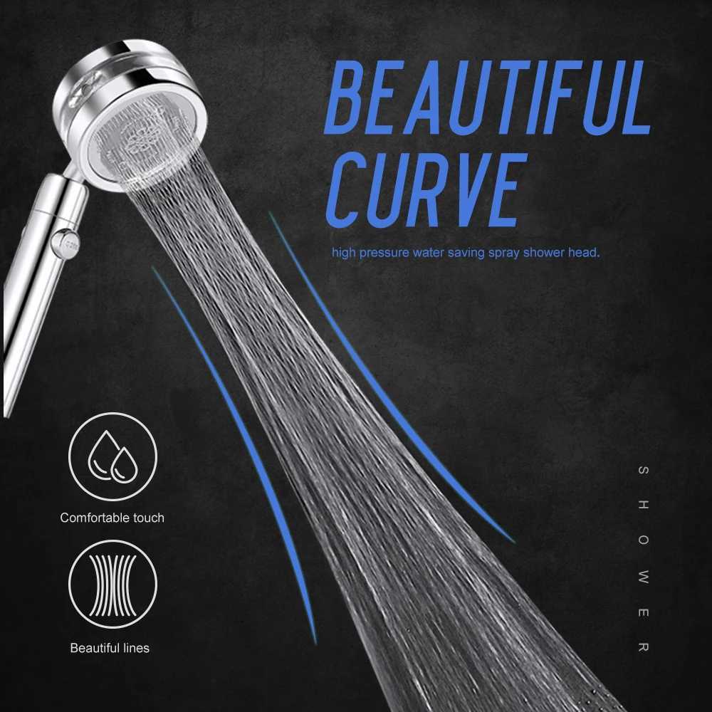Bathroom Shower Heads High Pressure Shower Head Handheld Turbo Hydro Jet Shower Head 360 Degrees Rotating with Replacement Hose Bracket Cotton Filters
