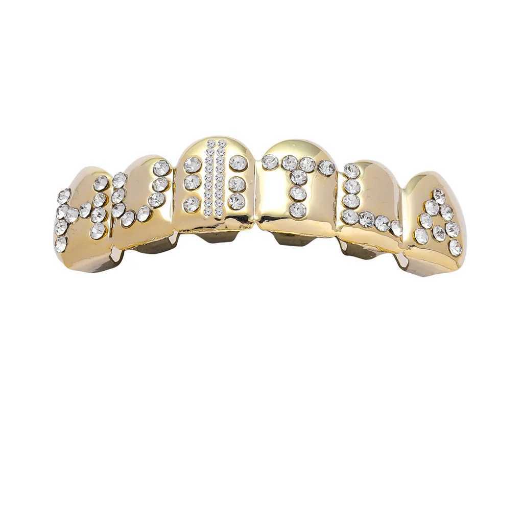 CZ Stones Teeth Grillz Caps Cubic Zircon Iced Out Micro Pave Top Bottom Charm Grills Set For Men Women Hip Hop Xmas JewelryXJ250114