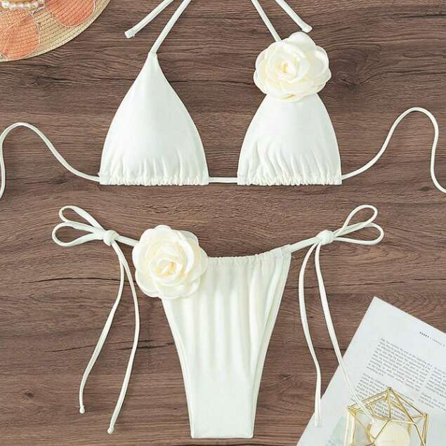 2025 New 3D Flower Set Fashion Sexy Swimsuit Bikini Women's Luxury Bikini Beach Wear Bikini Designer Swim Triangle Bikini New Product New Arrival