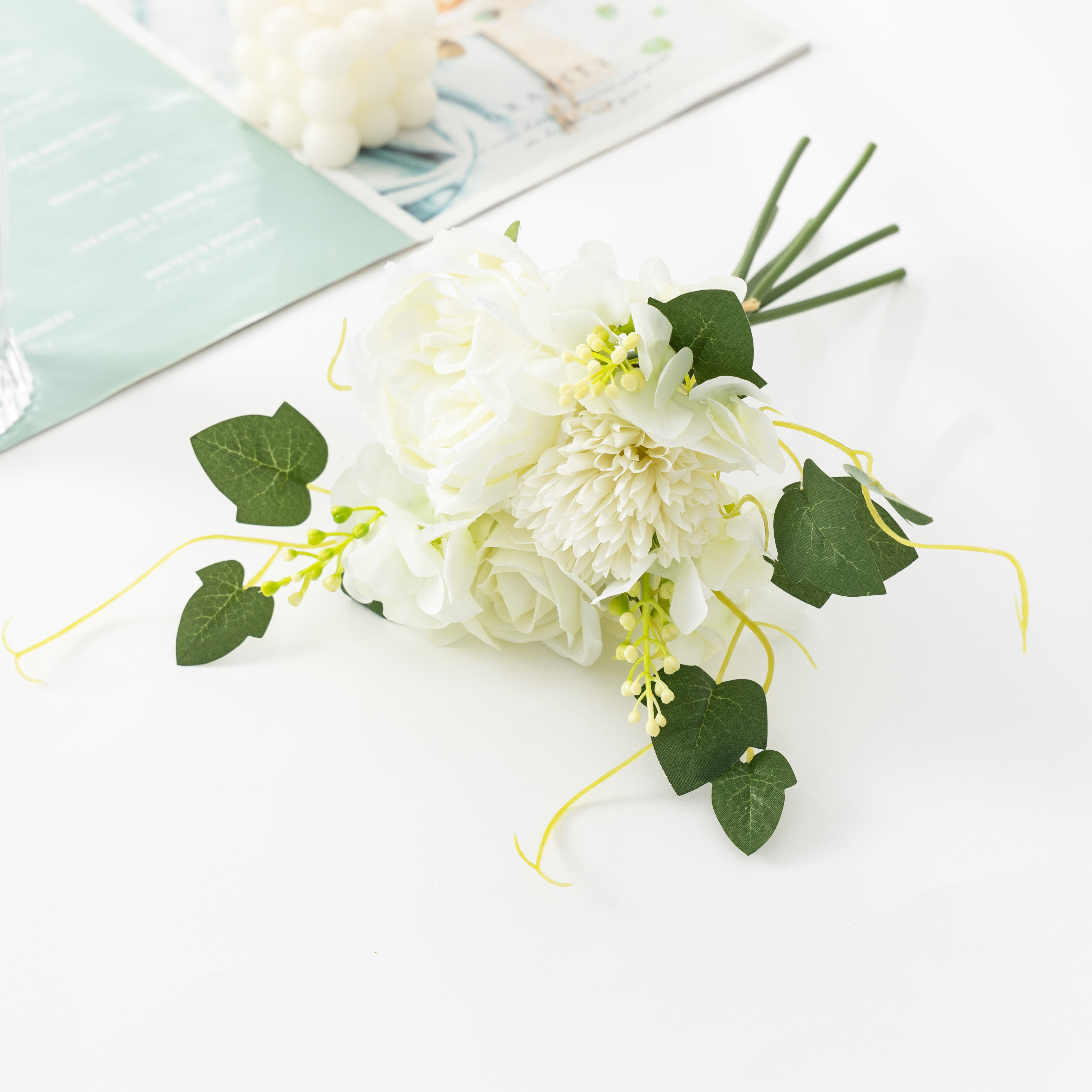 Hundred Flowers Wedding Accompaniment Flower Simulation Peony Rose Hydrangea Hand Bouquet Fake Flowers Photography Home Decoration