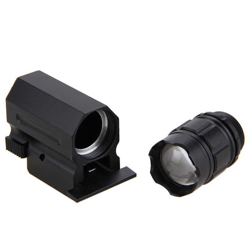 3 Mode Outdoors Zoomable Weaver Picatinny Mount Gun Tactical Flashlight Hunting Torch LightW241227