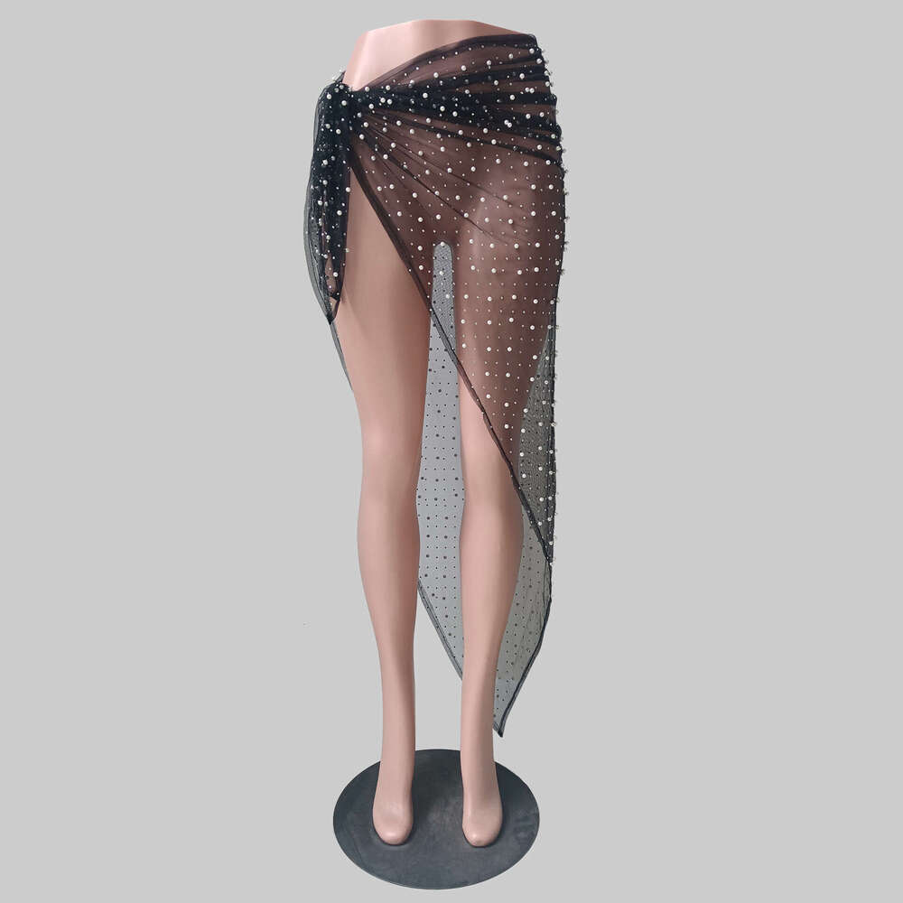Spring/Summer Women's Selg Fashionable Sexy Nail Bead Hot Dia Strap Mesh Half Skirt 2025 New Casual Versatile Fashion Clothing