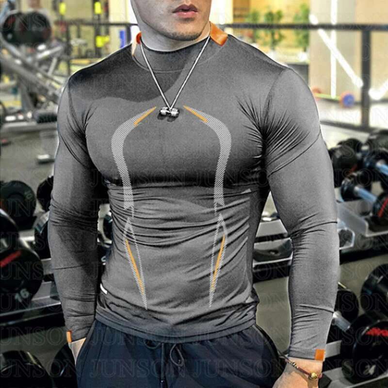 Ddmyoutdoor China Domestic Men Quick Dry Training Bodybuilding Compression Sport Long Sleeve Fiess Gym Top Running Football T Shirt Gymwear